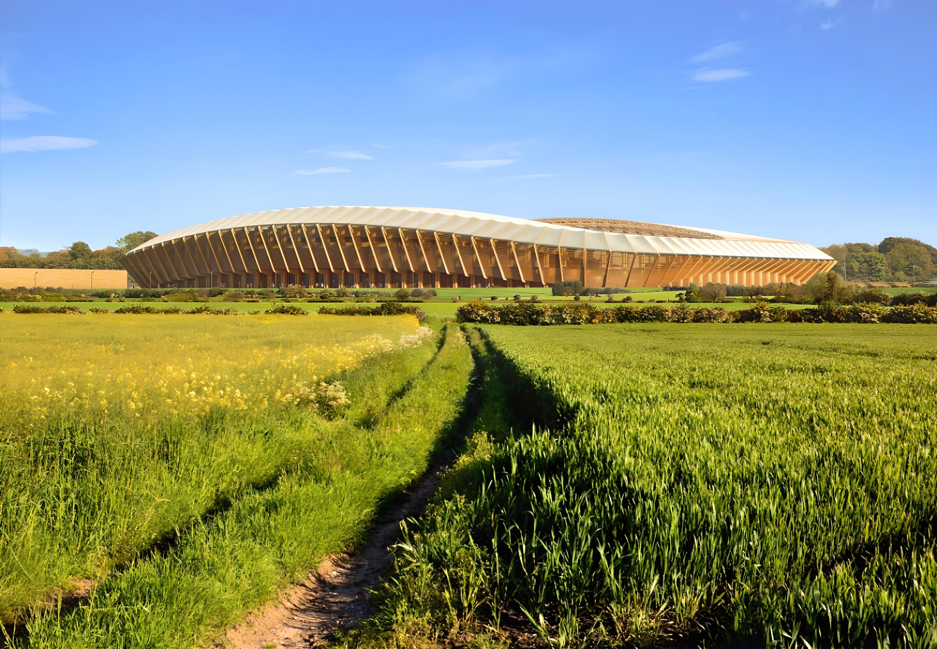 Dale Vince - the UK's largest green energy entrepreneur - is behind a scheme that will see the world's first football stadium built from sustainably sourced (PEFC or FSC) cross-laminated timbers. (Photo Credit: Renders from Zaha Hadid Architects)