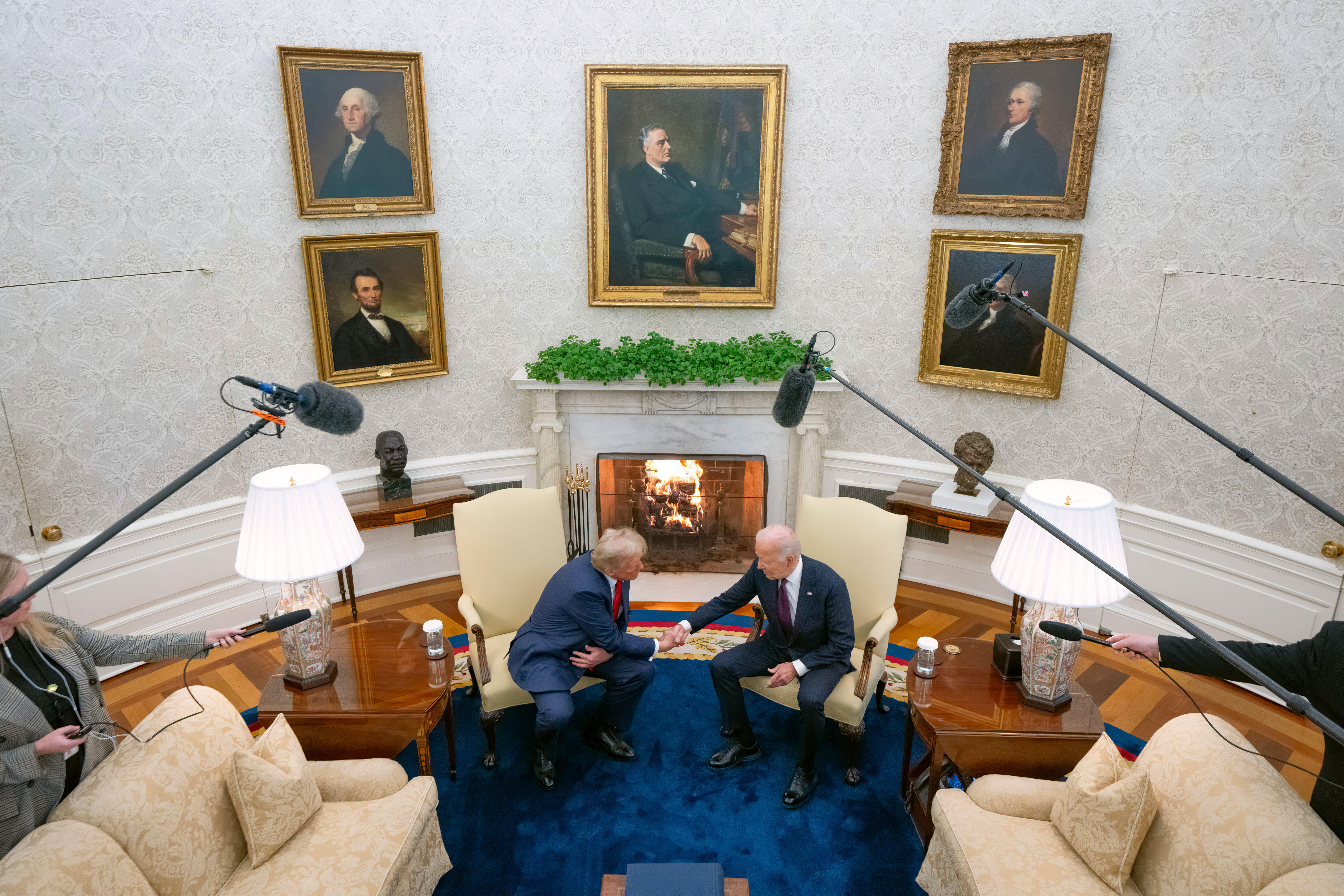 President Joe Biden greets president elect Donald Trump, Wednesday, November 13, 2024, in the Oval Office.
(Official White House Photo by Oliver Contreras)
