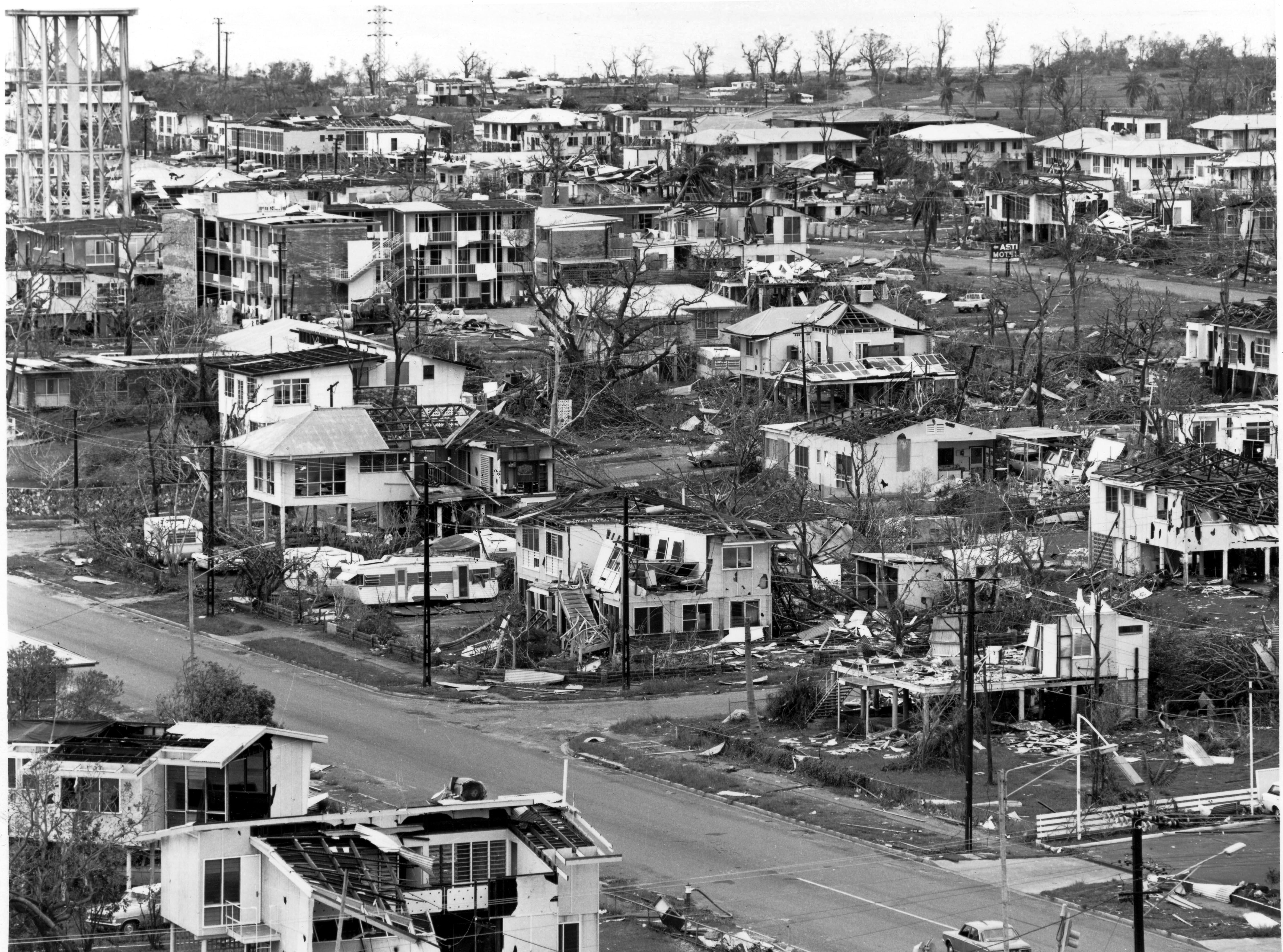 Deady Christmas…. Cyclone Tracey destroyed more than 70% of Darwin's buildings, including 80% of houses, and left more than 25,000 out of the 47,000 inhabitants of the city homeless prior to landfall and required the evacuation of over 30,000 people, of whom many never returned. (Photo Credit: Smith Archive / Alamy Stock Photo)