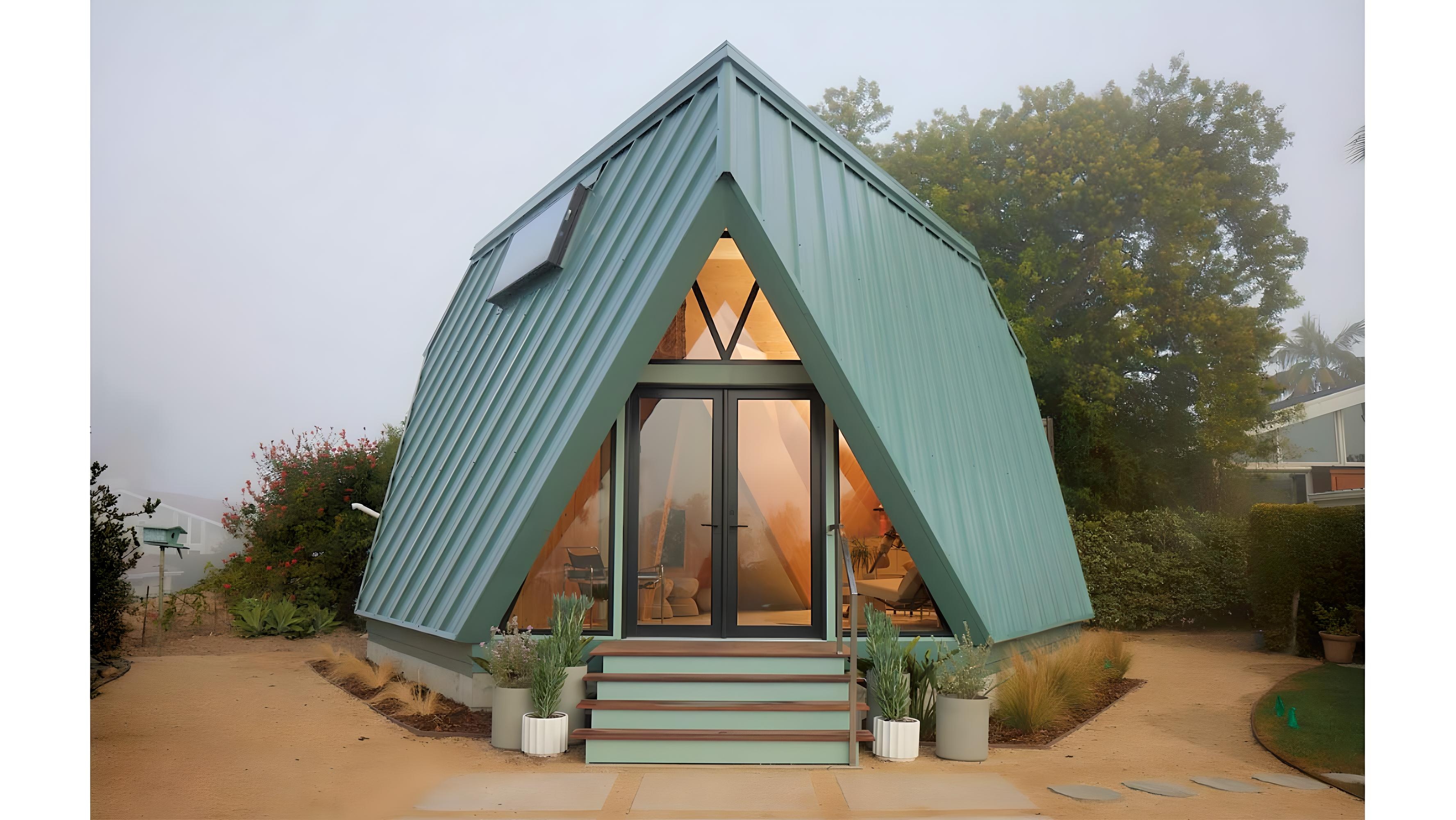 Daniel López-Pére and his wife, Celine Vargas, have developed the first Polyhaus prototype in the backyard of the couple's 1962 Palmer & Krisel house in San Diego. (Photo Credit: Andy Cross and Cody Cloud)