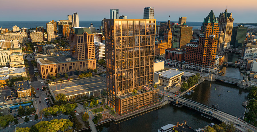Designed by Hartshorne Plunkard Architecture, Neutral expects to deliver a biophilic residential tower with first-floor retail space in 2027. (Rendering courtesy of Hartshorne Plunkard Architecture)
