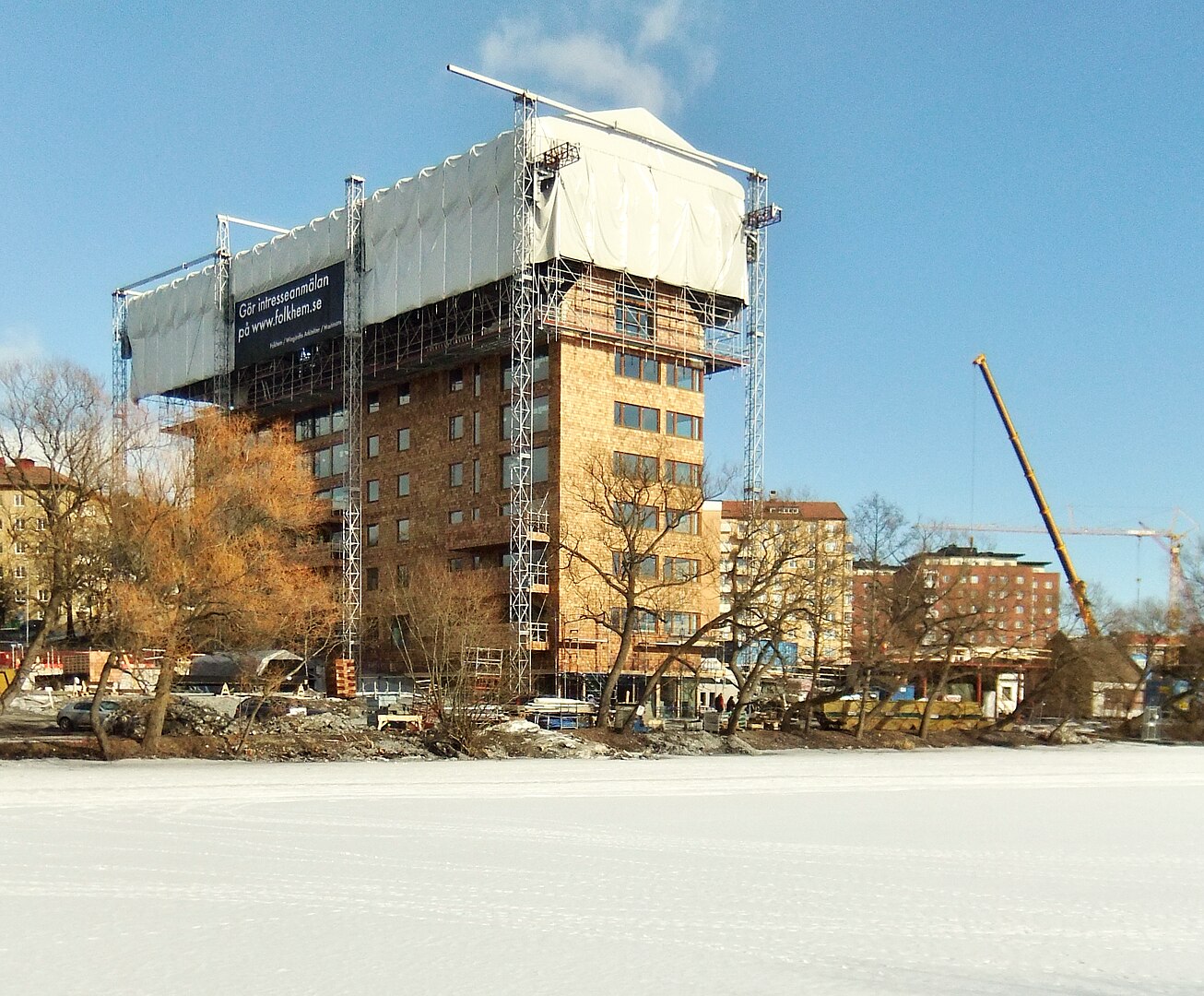Work is underway on a wooden apartment block in Sweden. Built by Nature encourages exemplar projects to apply for its new global prize. (Topplanternin/CC BY-SA 3.0)