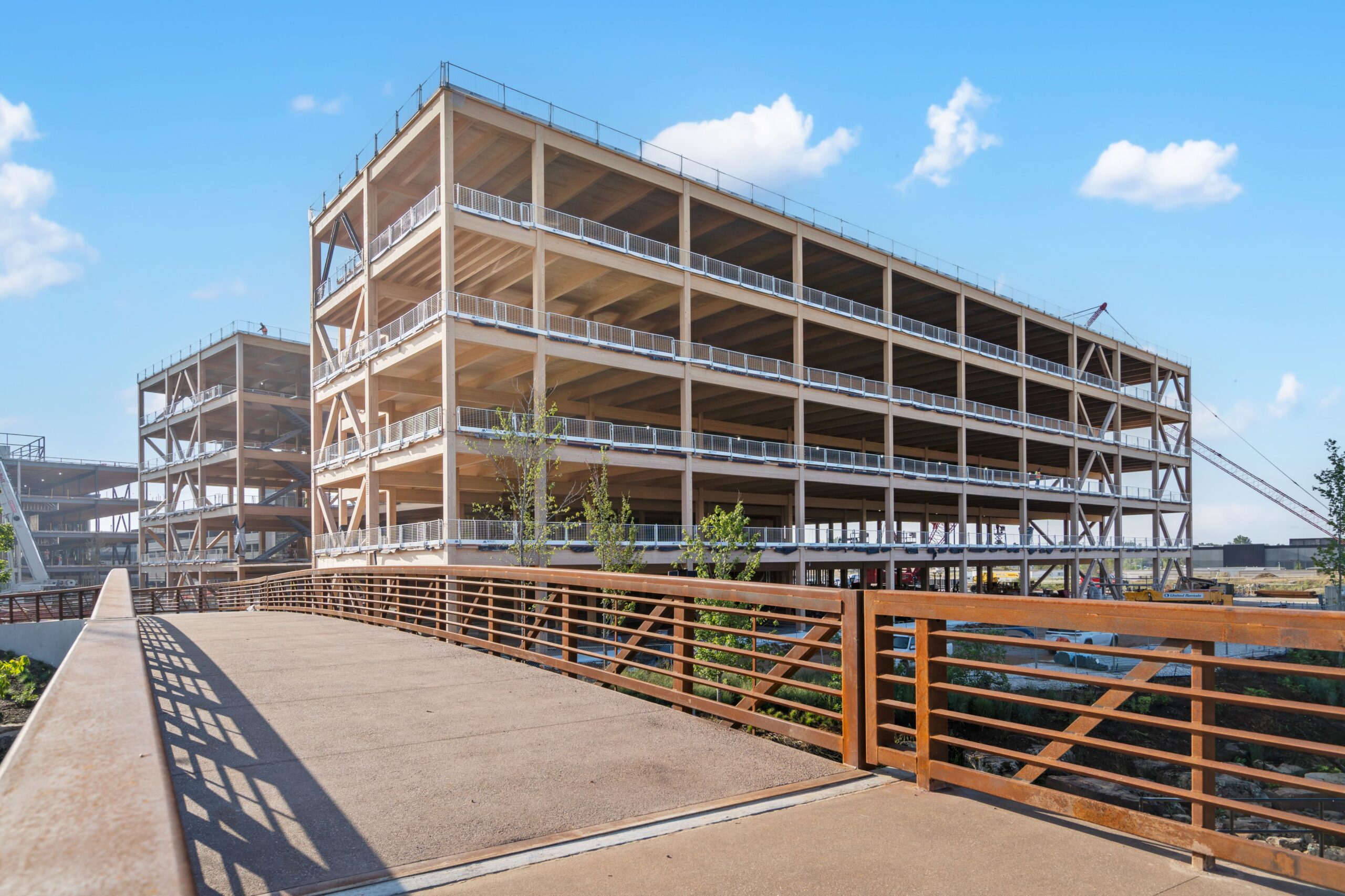 Mercer Mass Timber has installed more than 21,000 cubic metres of cross-laminated timber and glulam panels in five buildings on campus. (Photo Credit: Supplied by Mercer Mass Timber)